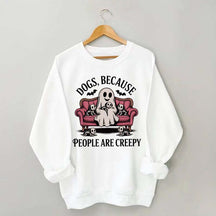 Retro Dogs Because People are Creepy Halloween Sweatshirt