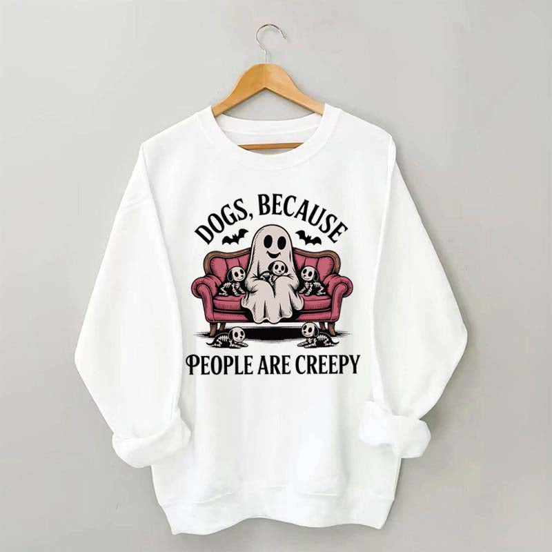 Retro Dogs Because People are Creepy Halloween Sweatshirt