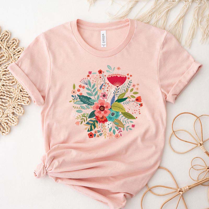 Grow Positive Thoughts Bohemian Floral T-Shirt