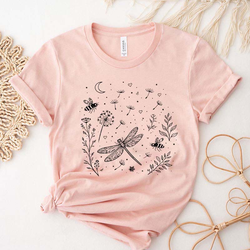 Bella Canvas Dragonfly Nature Retro T-Shirt