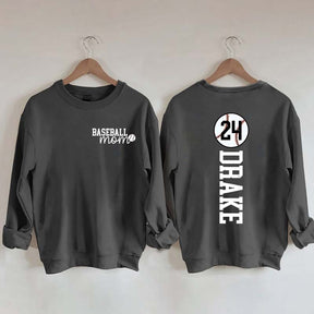 Custom Baseball Name And Number Mom Sweatshirt