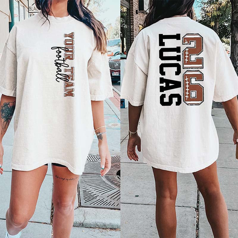 Custom Team Football Name And Number T-Shirt
