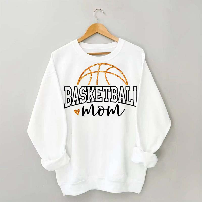 Glitter Basketball Mom Printed Sweatshirt