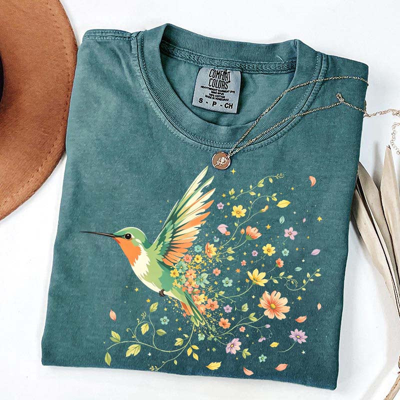Hummingbird Wildflower Botanical Nature T-Shirt