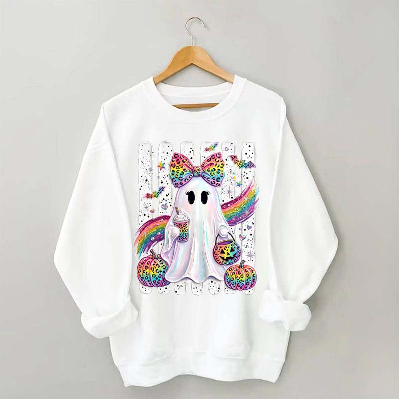 Preppy Ghost Coquette Leopard Girly Sweatshirt