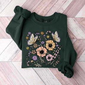 Vintage Floral Butterfly Sweatshirt