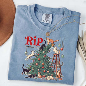 RIP Christmas Tree Comfort Colors Meowy T-Shirt