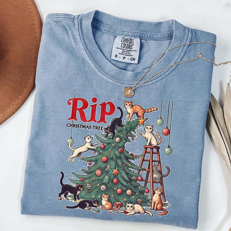 RIP Christmas Tree Comfort Colors Meowy T-Shirt
