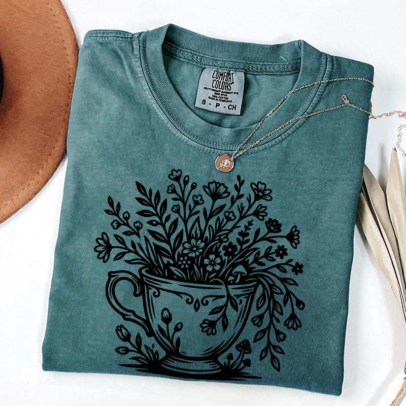 Cottagecore Teacup Floral T-Shirt