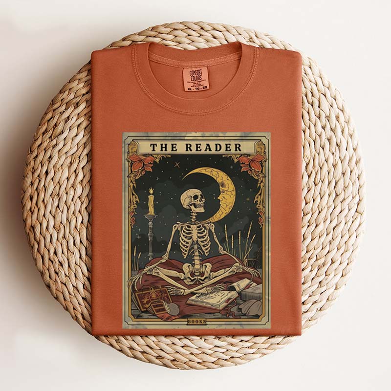 The Reader Tarot Card Skeleton T-Shirt