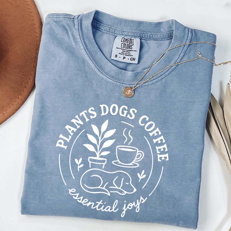 Cute Plants Dogs Coffee T-Shirt