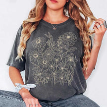 Boho Vintage Pressed Flowers Botanical T-Shirt