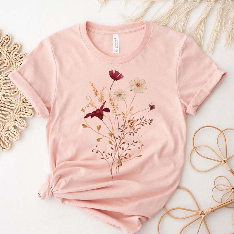 Fall Wildflower Autumn White Floral T-Shirt