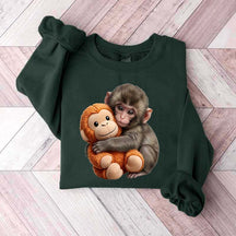 Cute Baby Monkey With Plush Toy Sweatshirt
