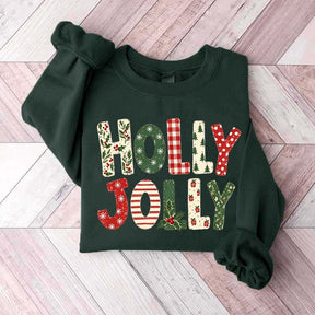 Holly Jolly Merry Christmas Tree Floral Sweatshirt