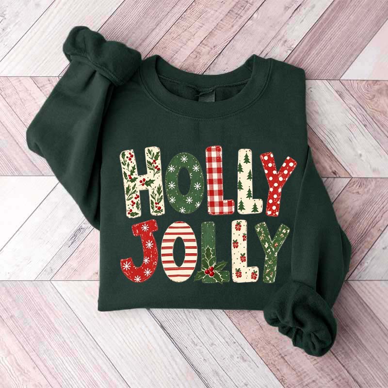 Holly Jolly Merry Christmas Tree Floral Sweatshirt