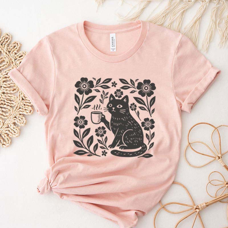 Boho Cat Coffee Lover T-Shirt