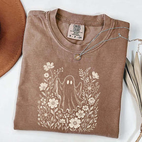 Comfort Colors Floral Ghost Halloween Cute T-Shirt
