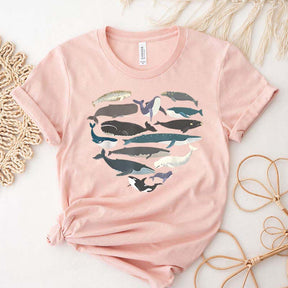 Whale Heart Graphic Ocean Lover T-Shirt