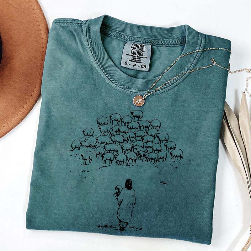 Jesus and Sheep Religious Women T-Shirt