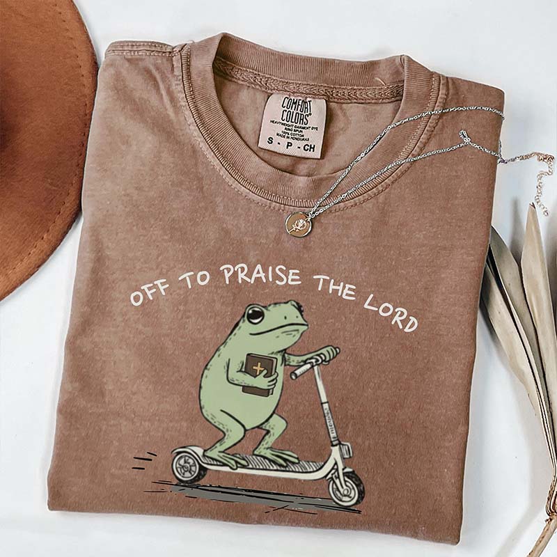 Funny Frog Off To Praise The Lord T-Shirt