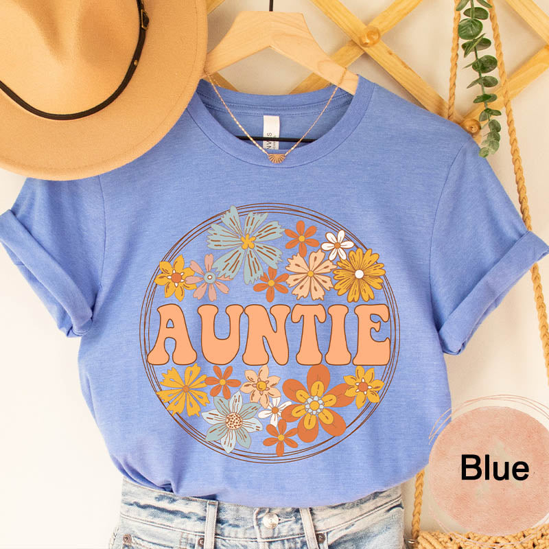 Floral Aunt Groovy Gift T-Shirt