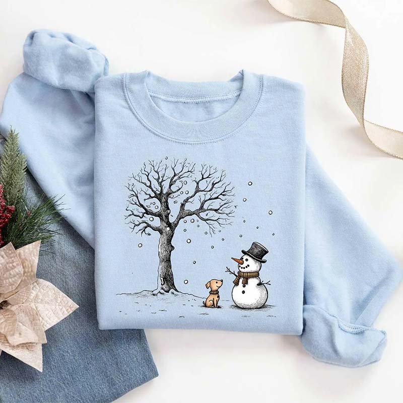 Cute Snowman Dog Lover Sweatshirt