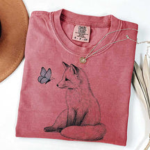 Fox and Butterfly Animal Nature T-Shirt