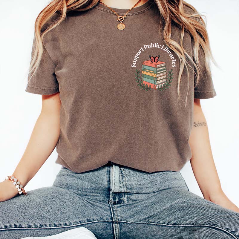 Comfort Colors Support Public Libraries Bookworm T-Shirt