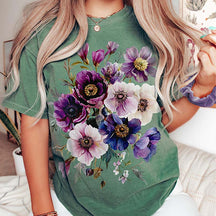 Botanical Purple Floral Anemones T-Shirt