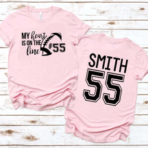 Custom Heart On The Line Football T-Shirt