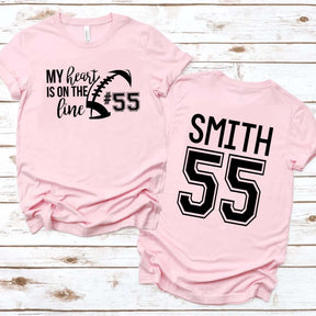 Custom Heart On The Line Football T-Shirt