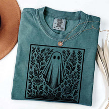 Vintage Wildflowers Graphic With Ghost T-Shirt
