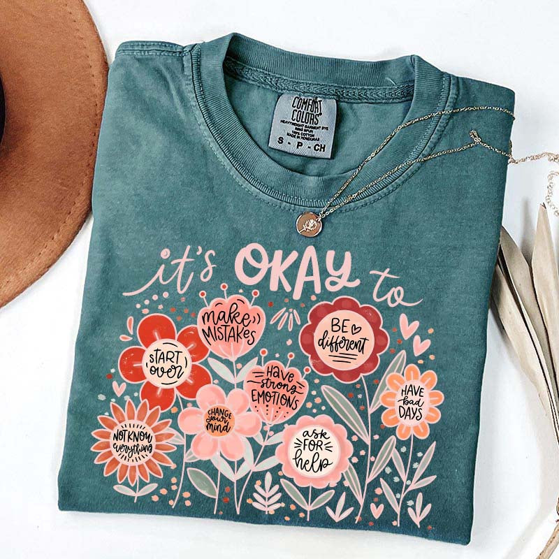 It's Okay Floral Mental Health T-Shirt