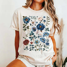Boho Blue Wildflowers Cottagecore T-Shirt