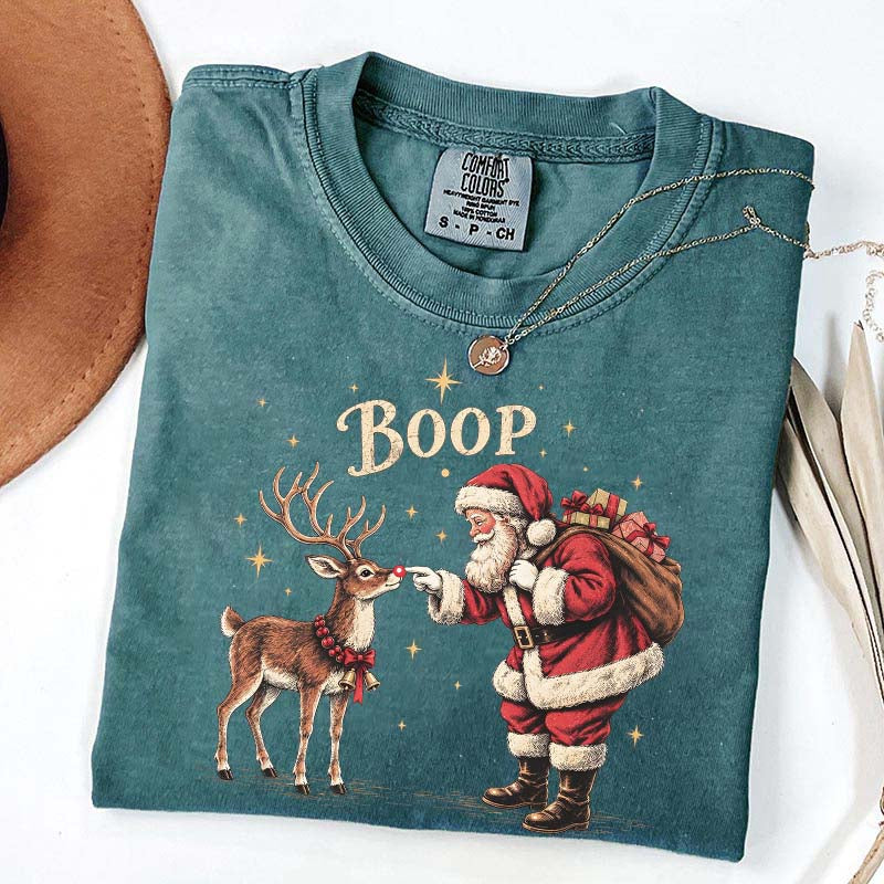 Vintage Santa Reindeer Christmas Boop T-Shirt