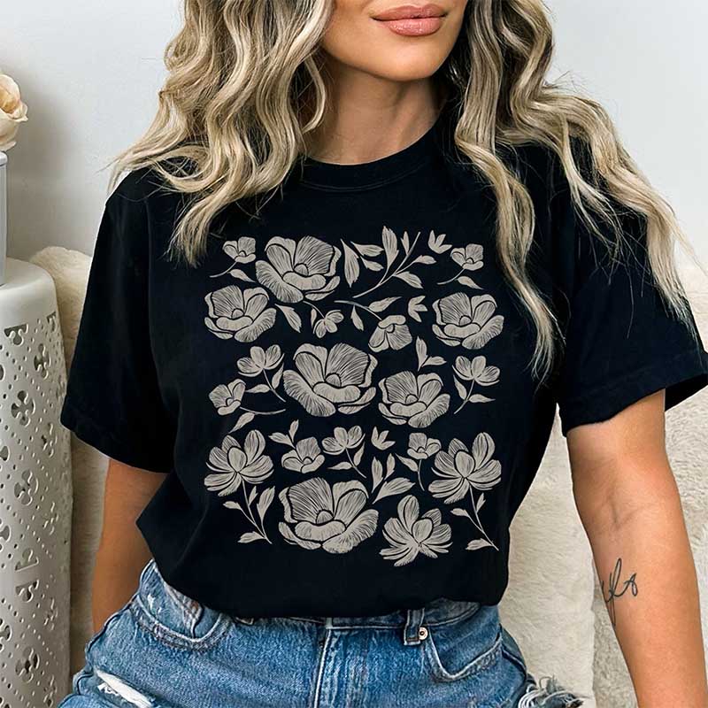 Vintage Flower Graphic Boho Summer T-Shirt