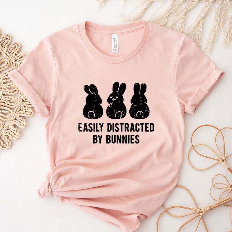 Easily Distracted by Rabbits Bunny T-Shirt