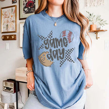 Checkered Star Sports Baseball Game Day T-Shirt