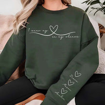 Personalized Mom Heart On My Sleeve Sweatshirt