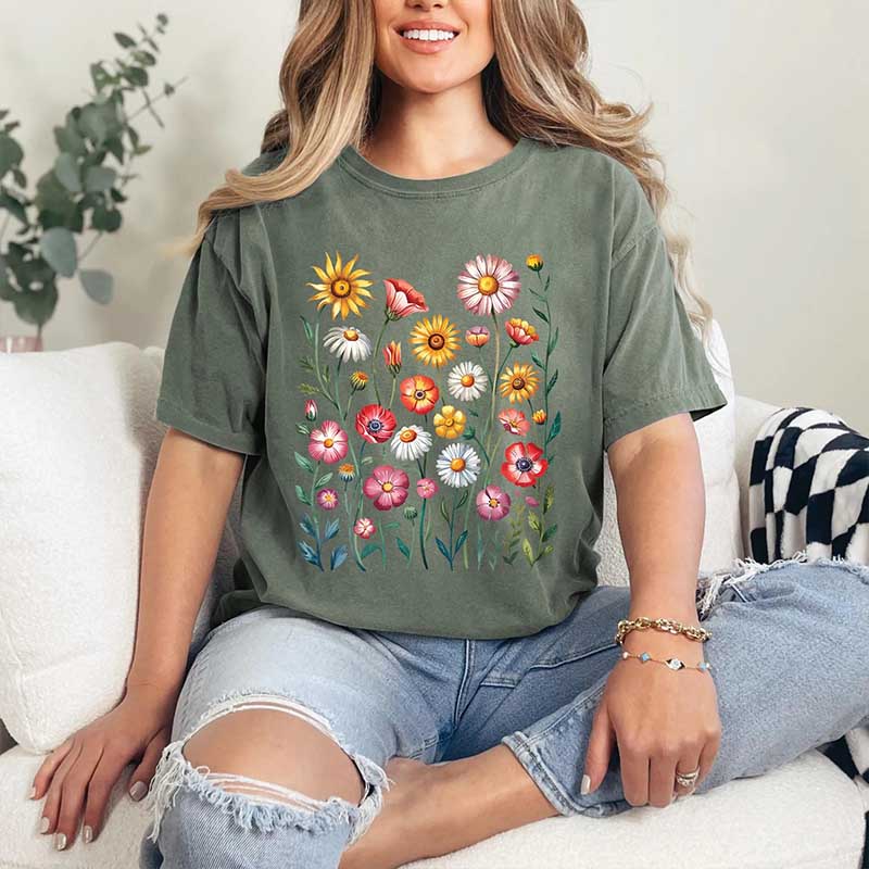 Summer Flower Print Nature Floral T-Shirt