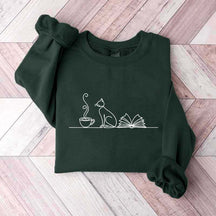 Coffee Cats And Books Lover Sweatshirt
