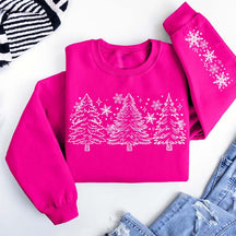 Christmas Snow Trees With Sleeve Sweatshirt