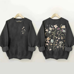 Sweat-shirt Vintage Fleurs Pressées