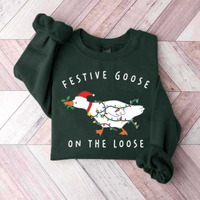 Xmas Duck Festive Goose On The Loose Sweatshirt
