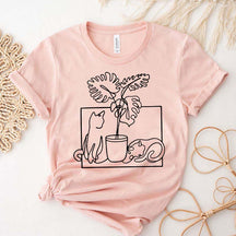 Minimalist Cat Plant T-Shirt