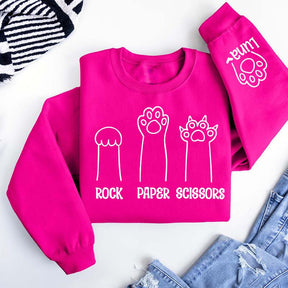 Custom Rock Paper Scissors Cat Paw Sweatshirt