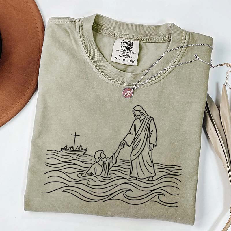 Jesus Walking on Water Comfort Colors T-Shirt