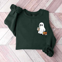 Cute Ghost Drinking Iced Coffee Sweatshirt