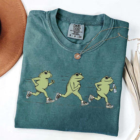 Funny Jogging Frogs Comfort Colors Runner T-Shirt